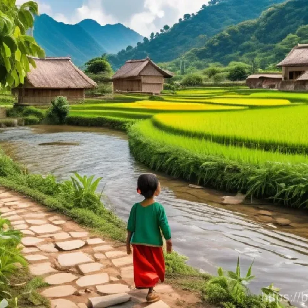 관광 개발 사례 분석 - **Sustainable Community Tourism Experience**
A vibrant, natural village scene in a lush, green c...