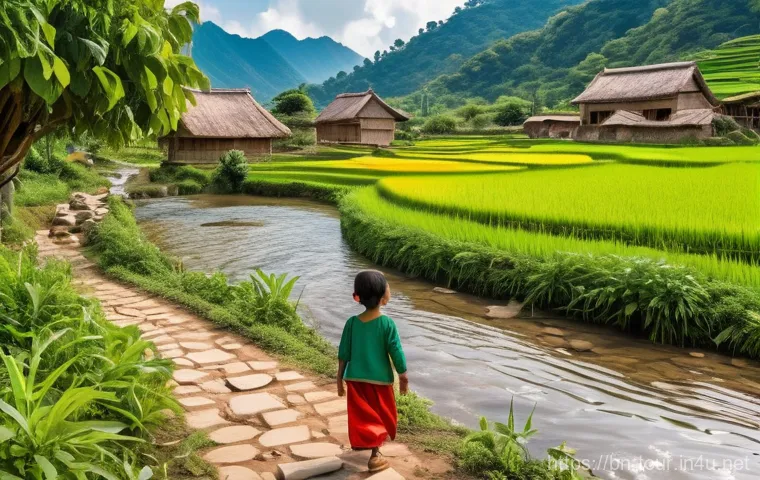 관광 개발 사례 분석 - **Sustainable Community Tourism Experience**
A vibrant, natural village scene in a lush, green c...