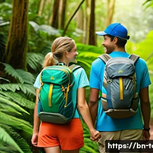 글로벌 관광 트렌드 분석 - **Prompt:** A vibrant, realistic photograph capturing a young couple (wearing comfortable, modest hi...