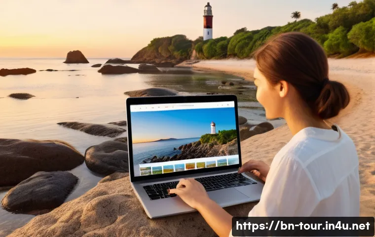 디지털 관광 마케팅 - **Prompt:** A vibrant, high-angle shot showcasing the digital gateway to travel. In the foreground, ...