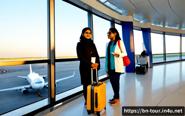 Home 17 아웃바운드 관광 - Photorealistic outbound tourism scene, a Bengali family of three in modest contemporary travel cloth...