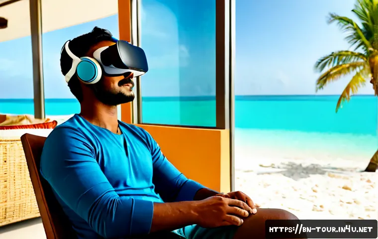 가상현실 관광 - Photorealistic virtual reality tourism experience, Bengali family in a bright modern living room, an...